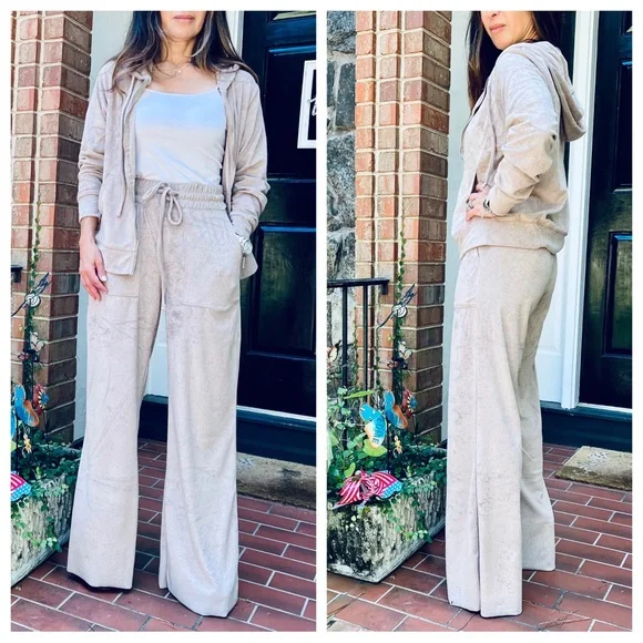 #02 FABULOUS TERRY ZIP UP HOODIE JACKET & WIDE LEG PANTS SET - Picture 3 of 6